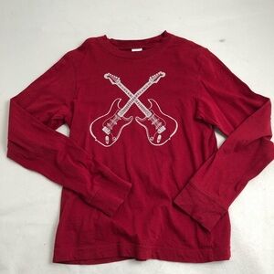 Gymboree red and gray guitar long sleeve graphic t-shirt